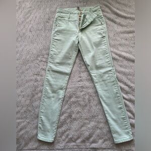Women refuge high waist skinny pants, mint green, size 12